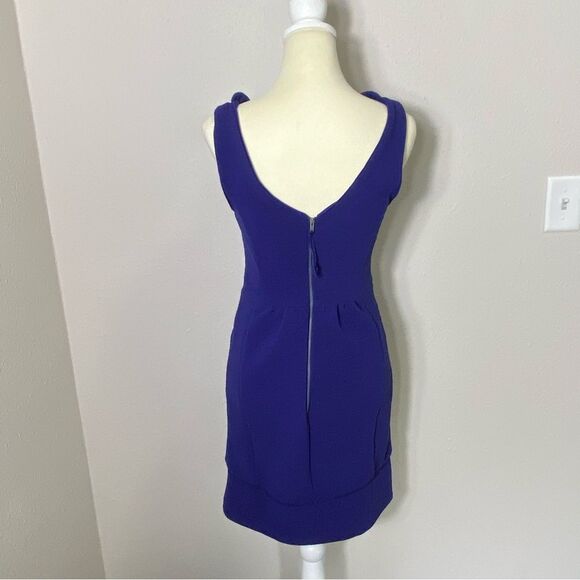 Anthroplogie Maeve Blue Ottoman Sleeveless Ruffle Sheath Dress Womens Size Small - Picture 2 of 16